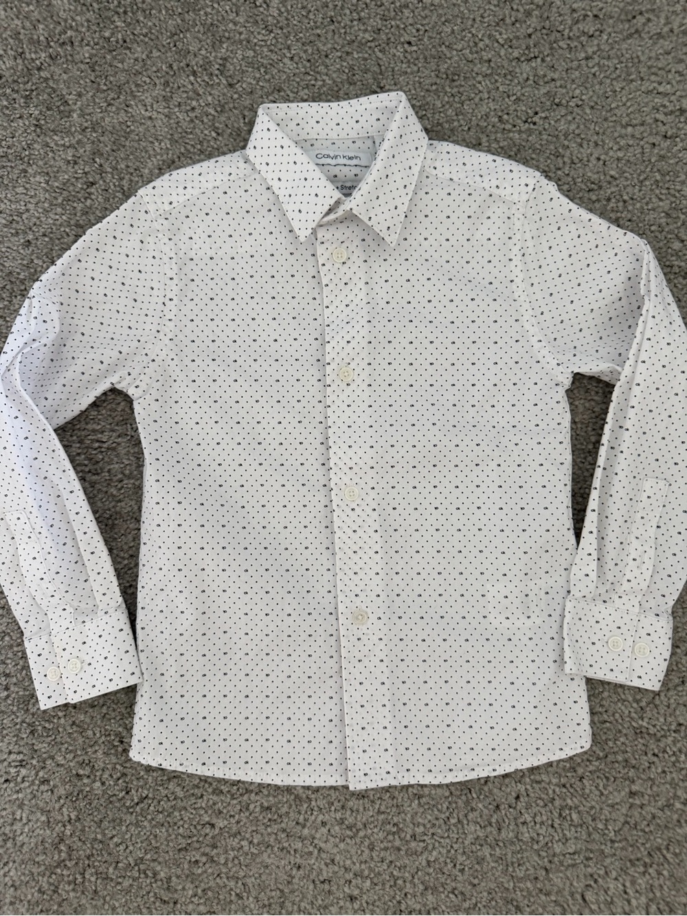 Calvin Klein White Shirt with Tiny Black Dot Print - Kids